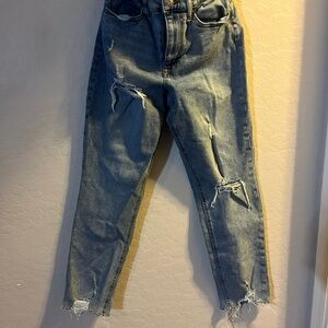 Aeropostale Blue Ankle Cropped Distressed Jeans